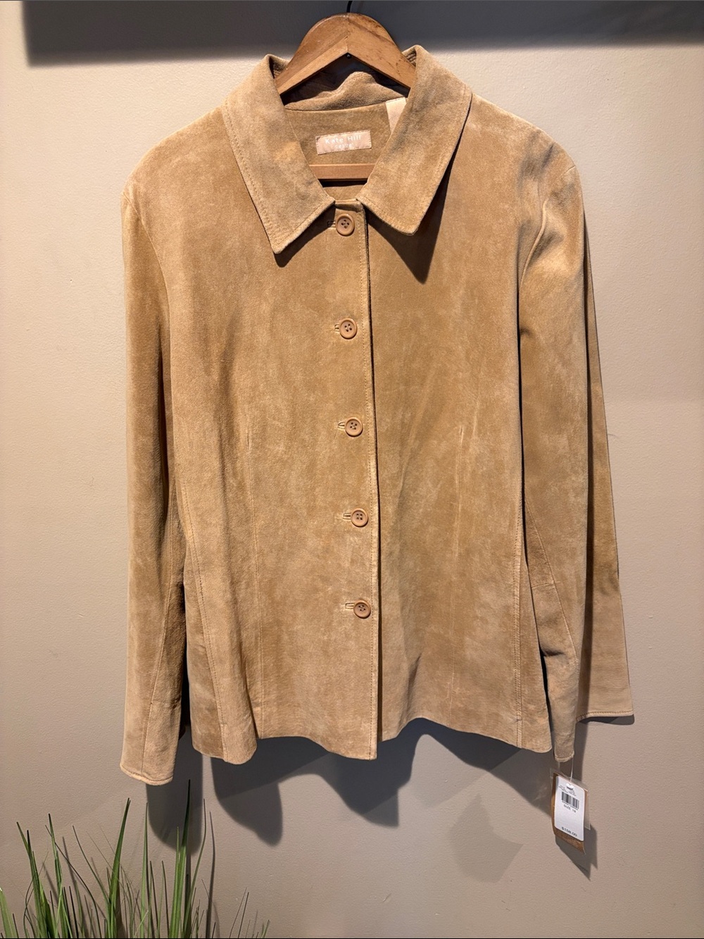 NWT Kate Hill Tan Suede Button-Front Jacket